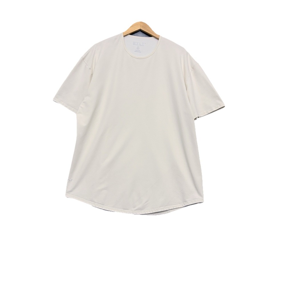 BYLT Premium Basics Lux Short Sleeve Shirt Mens XXL Ivory Tee Crew Neck Preppy